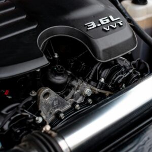 Detailed view of a 3.6L VVT engine, showcasing automotive technology.